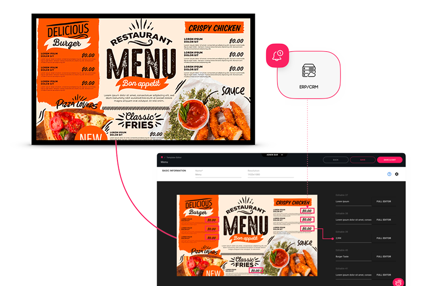 Las applets son contenidos fácilmente editables en nsign.tv de forma manual o sincronizada